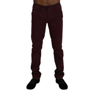 CYCLE Maroon Cotton Stretch Skinny Casual Men Men's Pants